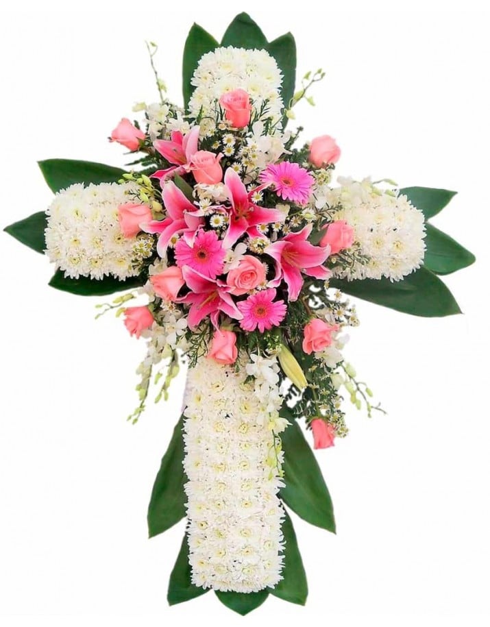 Cruz de flores tanatorio la paz tres cantos