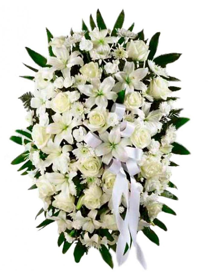 Palma fúnebre de flores blancas