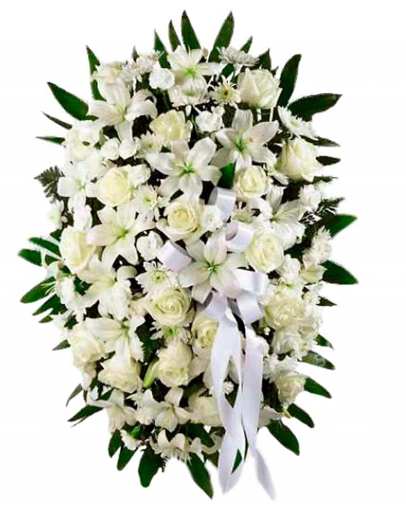 Palma fúnebre de flores blancas