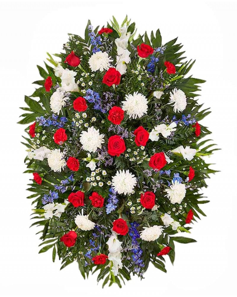 Palma de flores funerarias en tanatorios de Madrid