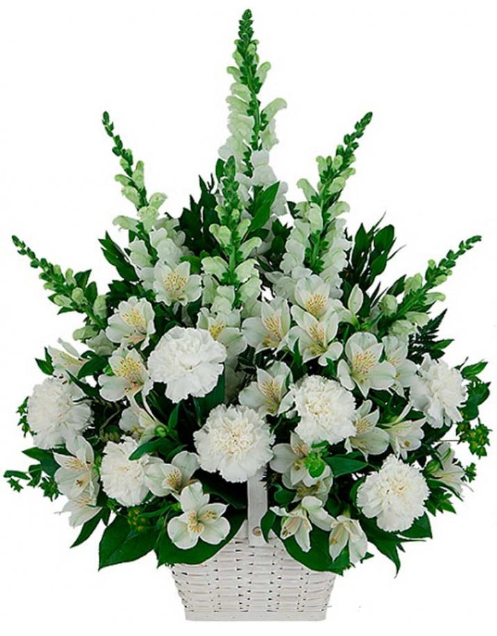 Centro de flores para funeral blanco. Madrid.