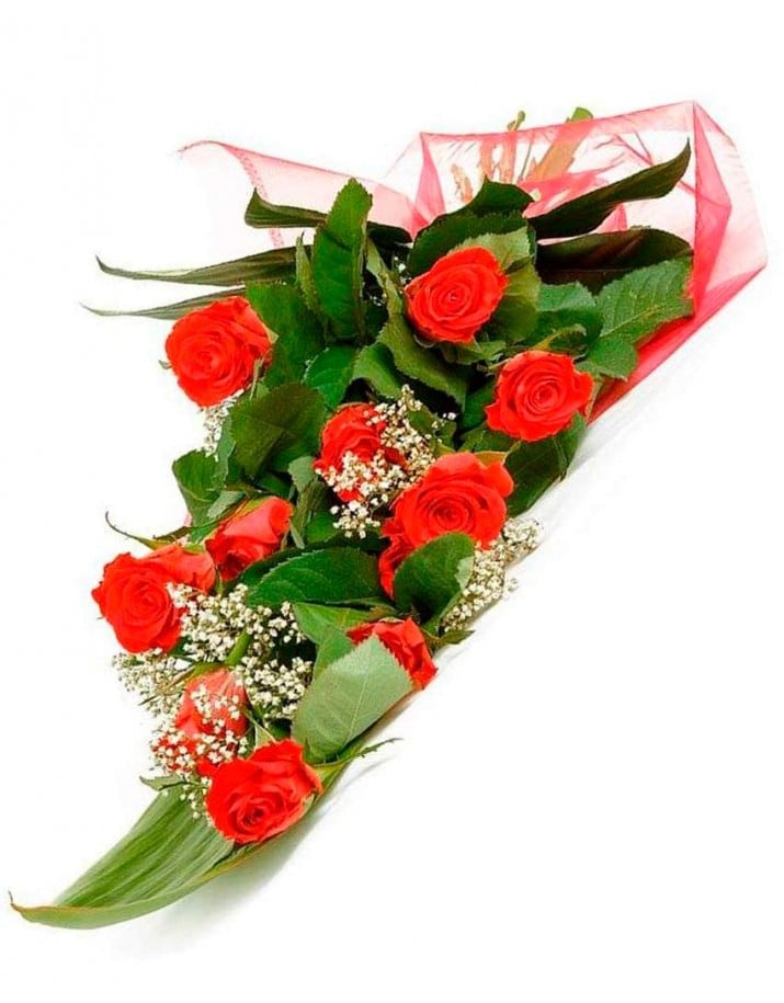 Ramo de rosas rojas para funerales en tanatorios de Madrid.
