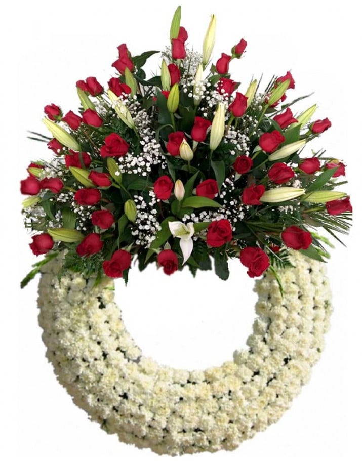 Corona de flores funeraria en Madrid