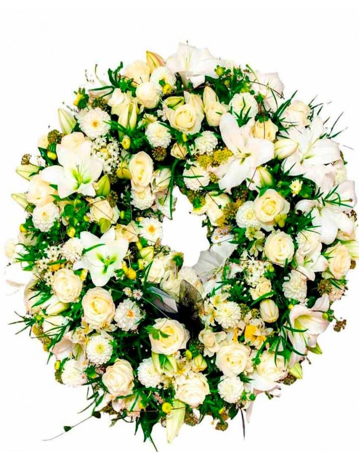 Envío de corona de flores a tanatorios de Madrid.