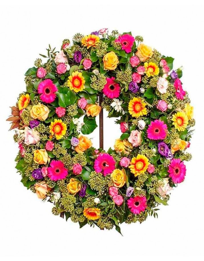 Tanatorio M30 Madrid. Corona de flores.